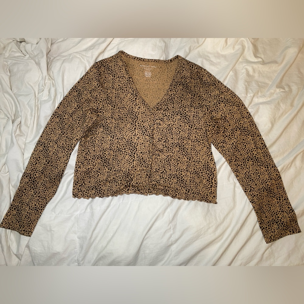 American eagle soft and sexy plush leopard cardigan